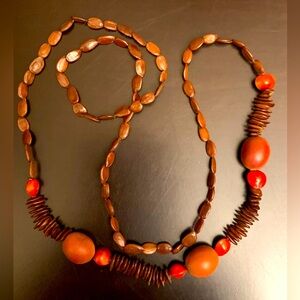Art Deco Vintage Rare Long handmade Large Sea Bean Necklace estate jewelry